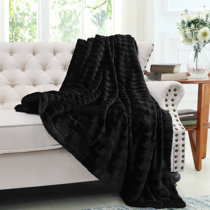 Black plush online throw